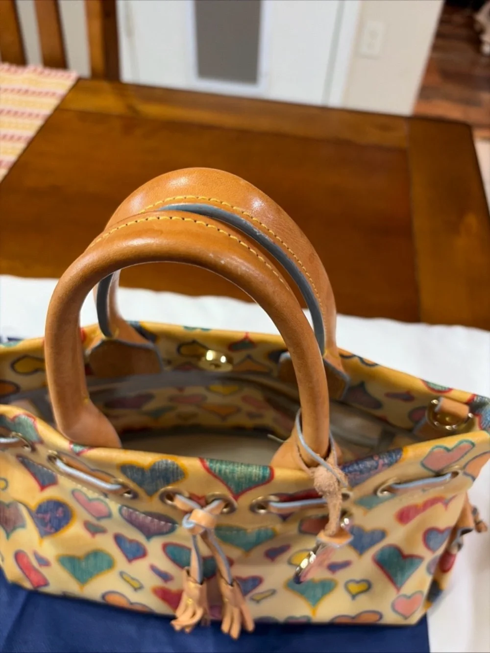 Dooney & Bourke Yellow Multicolor Heart Tote